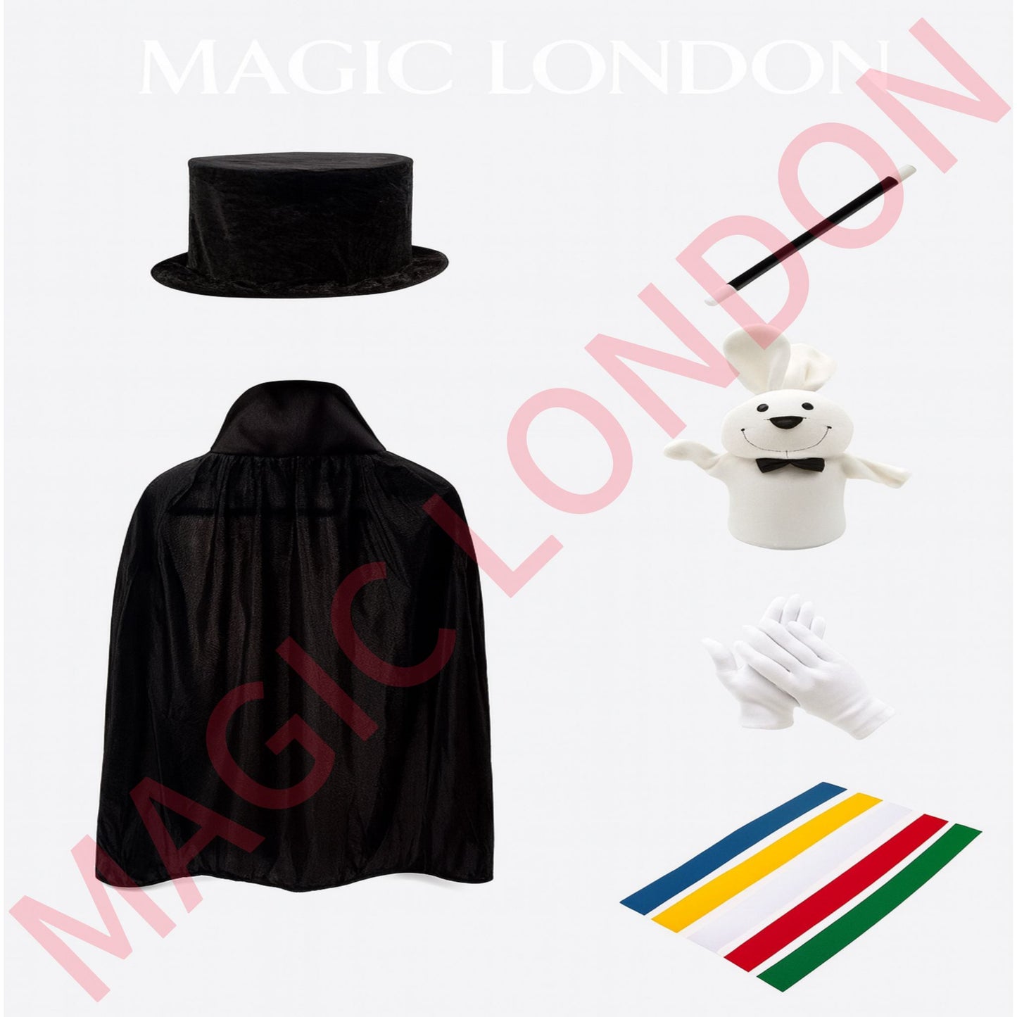 Magician Costume Set including Magic Hat, Cape and props