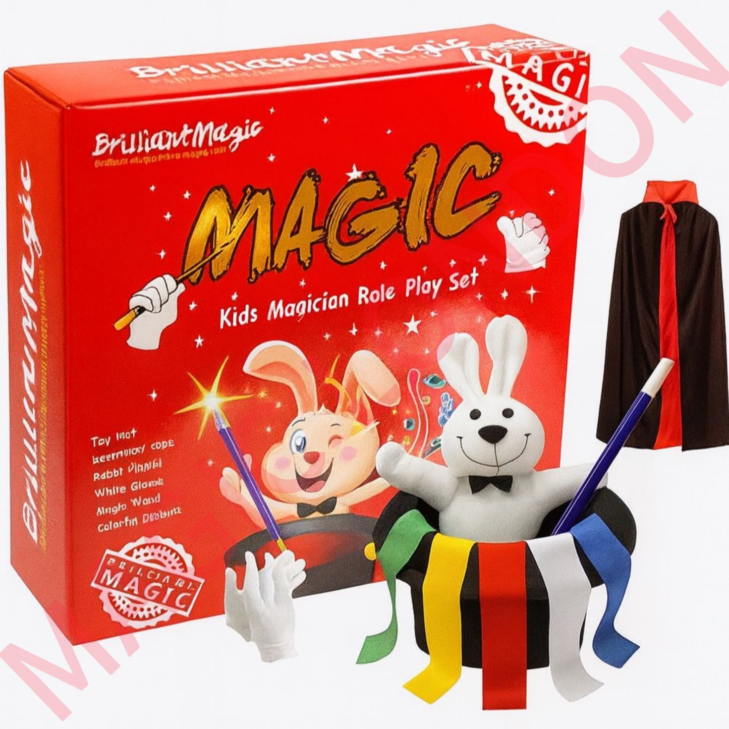 Magician Costume Set including Magic Hat, Cape and props