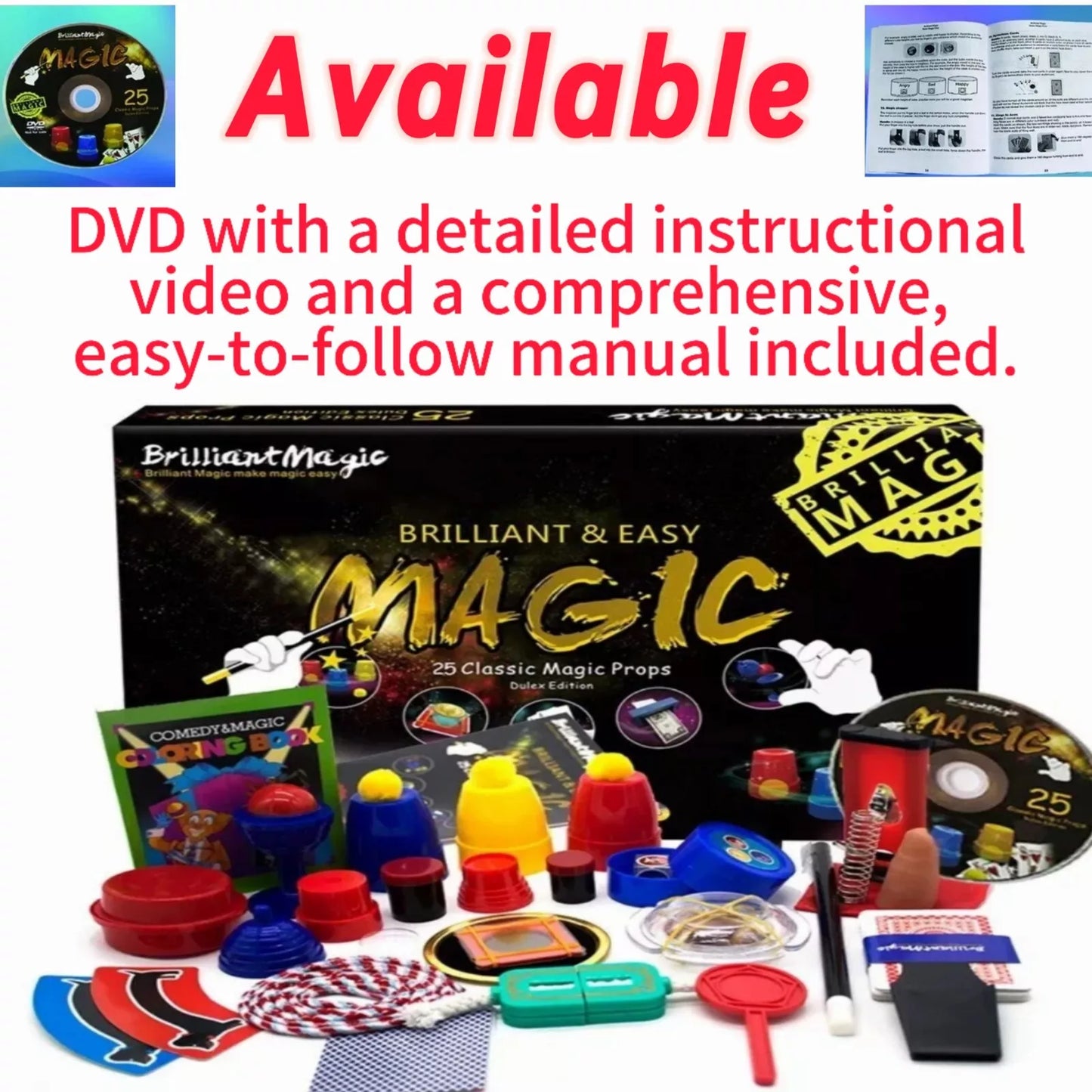 BrilliantMagic Deluxe Magic Set Box with 25 Amazing Magic Props Amazing
