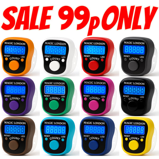 Magic London Digital LED Finger Tally Counter – Clicker for Prayer, Gym, or Inventory